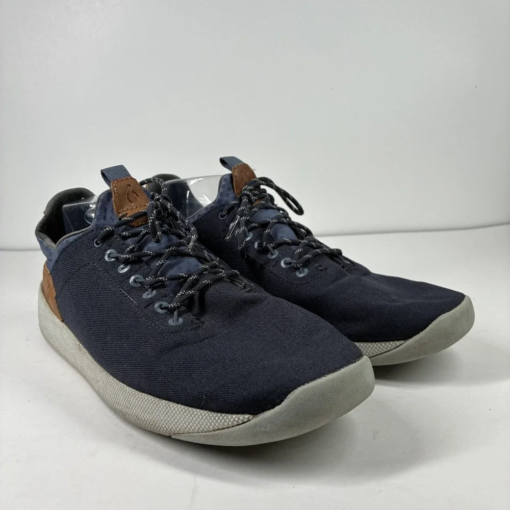 OluKai Nanea Li Men's US 10 Navy Blue Canvas Lace-Up Casual Sneakers 10485-TFVI